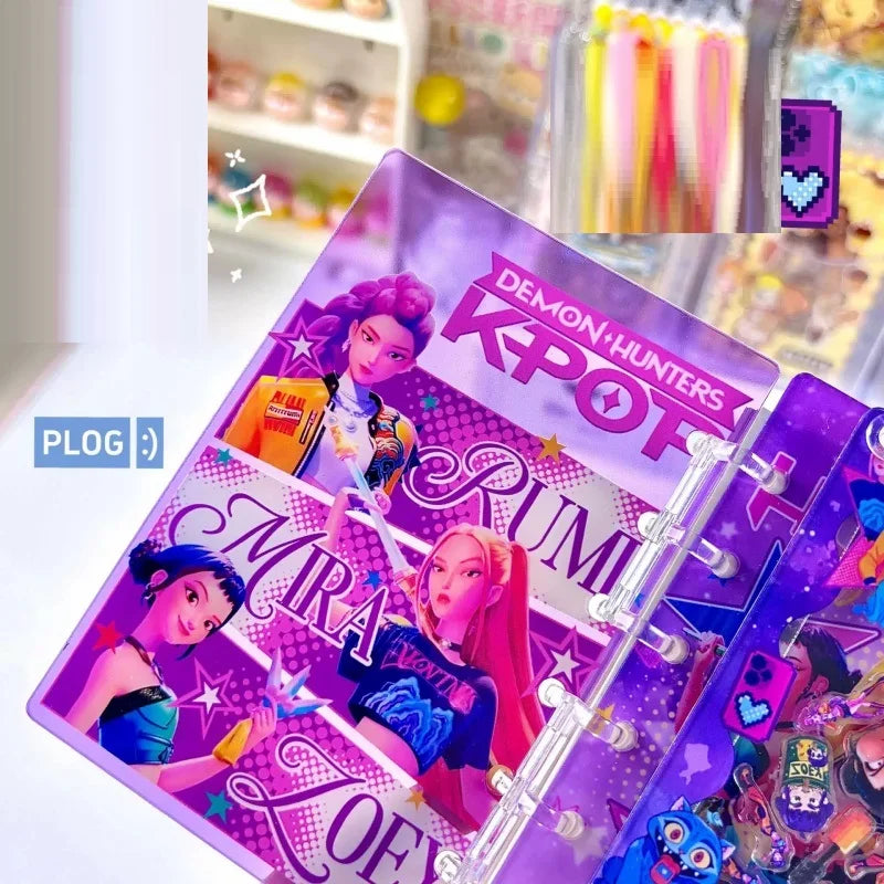 Kpop DDemon Hunter Notebook Acrylic Loose Leaf A7 Notebook Creative Rumi Mira Zoey Saja Cartoon DIY Notebook Student Stationery