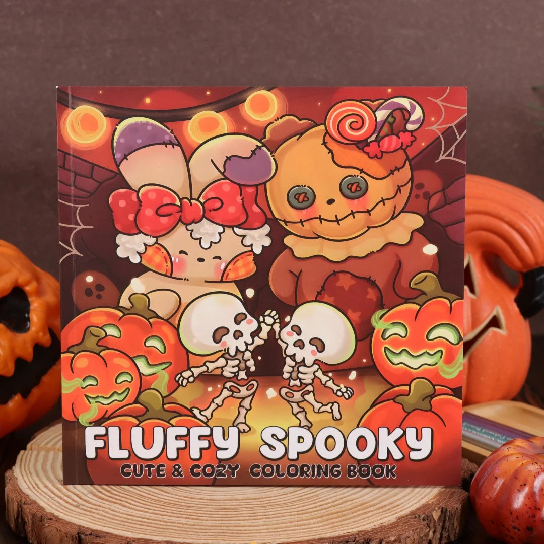 Fluffy Spooky: Cute & Cozy Coloring Book for Adults and Teens Featuring Adorable Characters in a Haunted World for Relaxation