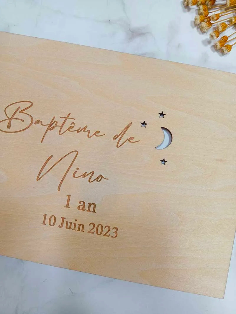 Custom Wedding Guestbook Guest Book for Wedding Baptism Communion Hollow Out Stars and Moon Simple and Romantic Wedding Supplies