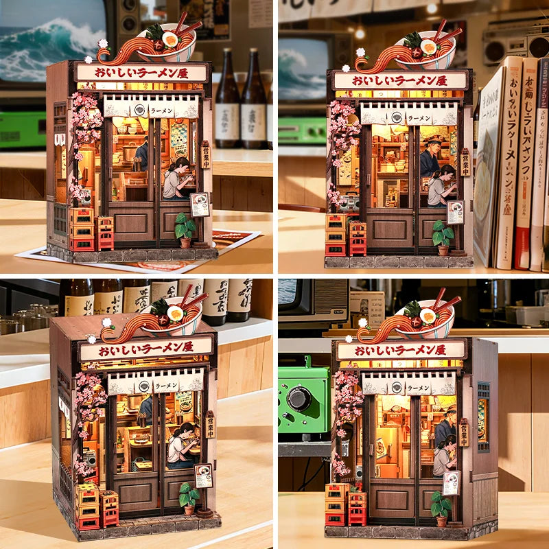 CUTEBEE DIY Book Nook Wooden Dollhouse Miniature 3D Bookshelf Insert for Christmas Birthday Gift Unique Home Decor for Adults