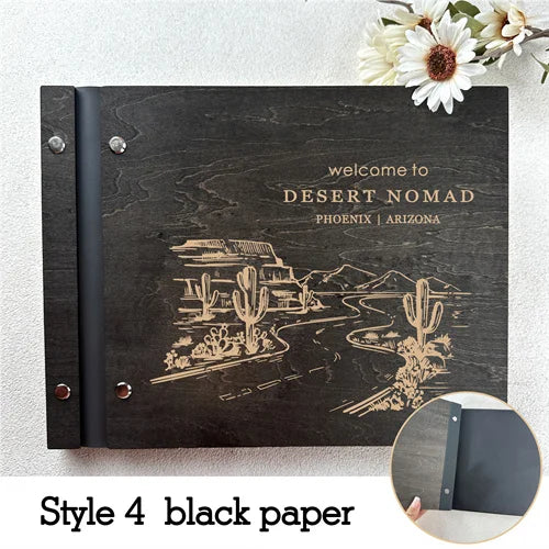 Custom Guest House Guest Book , Mountain Cabin Welcome Book, Personalized Rustic Lodge Or Hotel Wooden Signing Book,  Guest Log