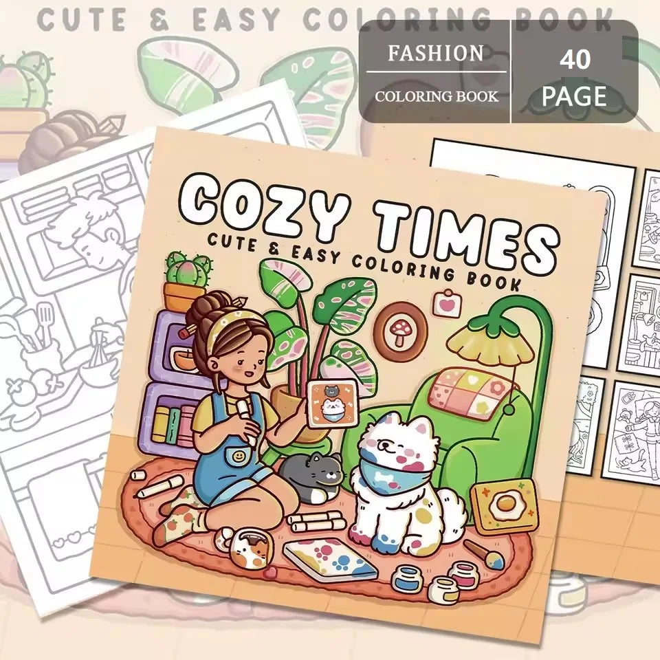 Adult Coloring Book Relaxation - Cute & Easy Designs for Stress Relief, Perfect Gift for Women, Birthday Party Favors