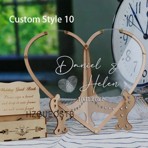 Hearts Unique Wedding Mr Mrs Guest Book Decoration Memory Guest Book Drop Box Signature Acrylic Guest Book Alternative