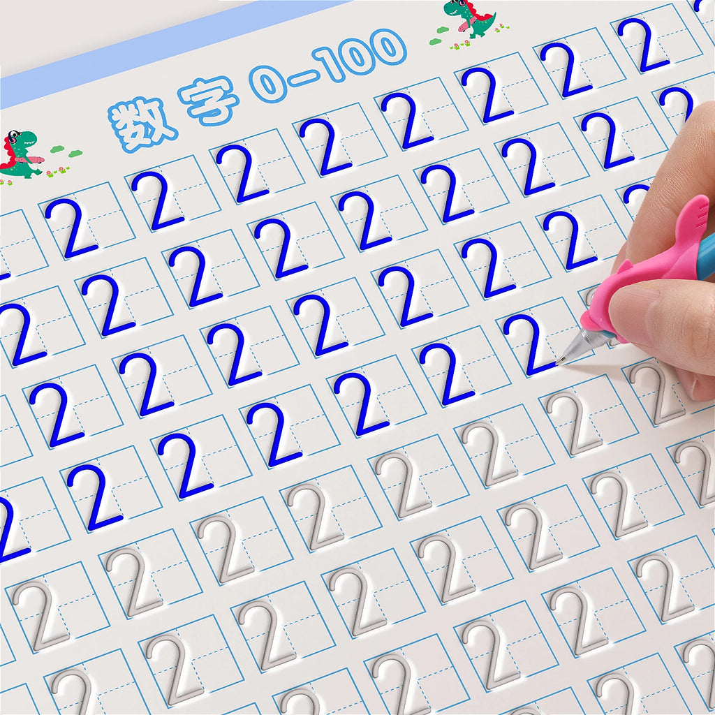 Children's Groove Magic Calligraphy Practice Book, Beginner's Number and English Writing Practice Book, Fun Reusable Copybook Set—Learning Materials, Suitable for Writing, Drawing, and Art Activities, Paper Christmas and Th