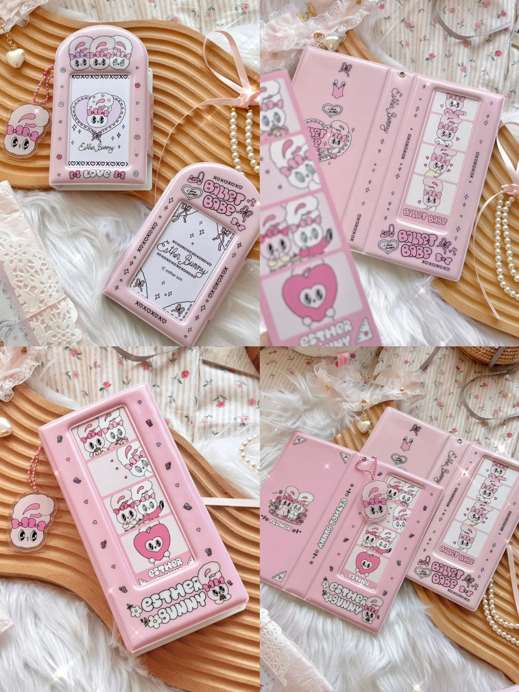 Cute Pink Photocard Holder Card Collect Book life 4 cuts Bookmarks Idol Photo Album Kpop Binder