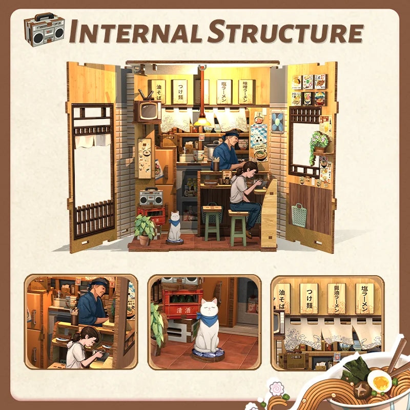 CUTEBEE DIY Book Nook Wooden Dollhouse Miniature 3D Bookshelf Insert for Christmas Birthday Gift Unique Home Decor for Adults