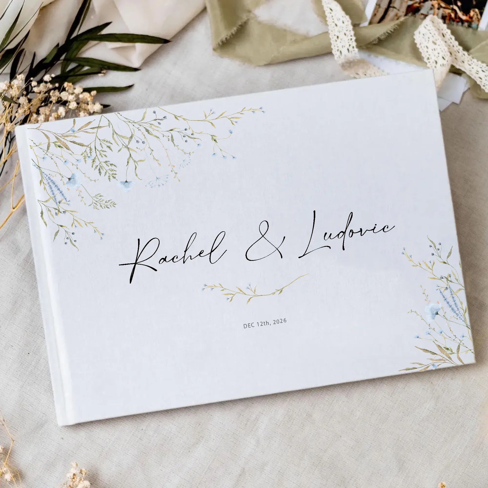 Personalized Wedding White Guest Book, Custom Elegant Mr and Mrs, Wedding Decoration, Message Book, Album Photo, Mariage Gifts