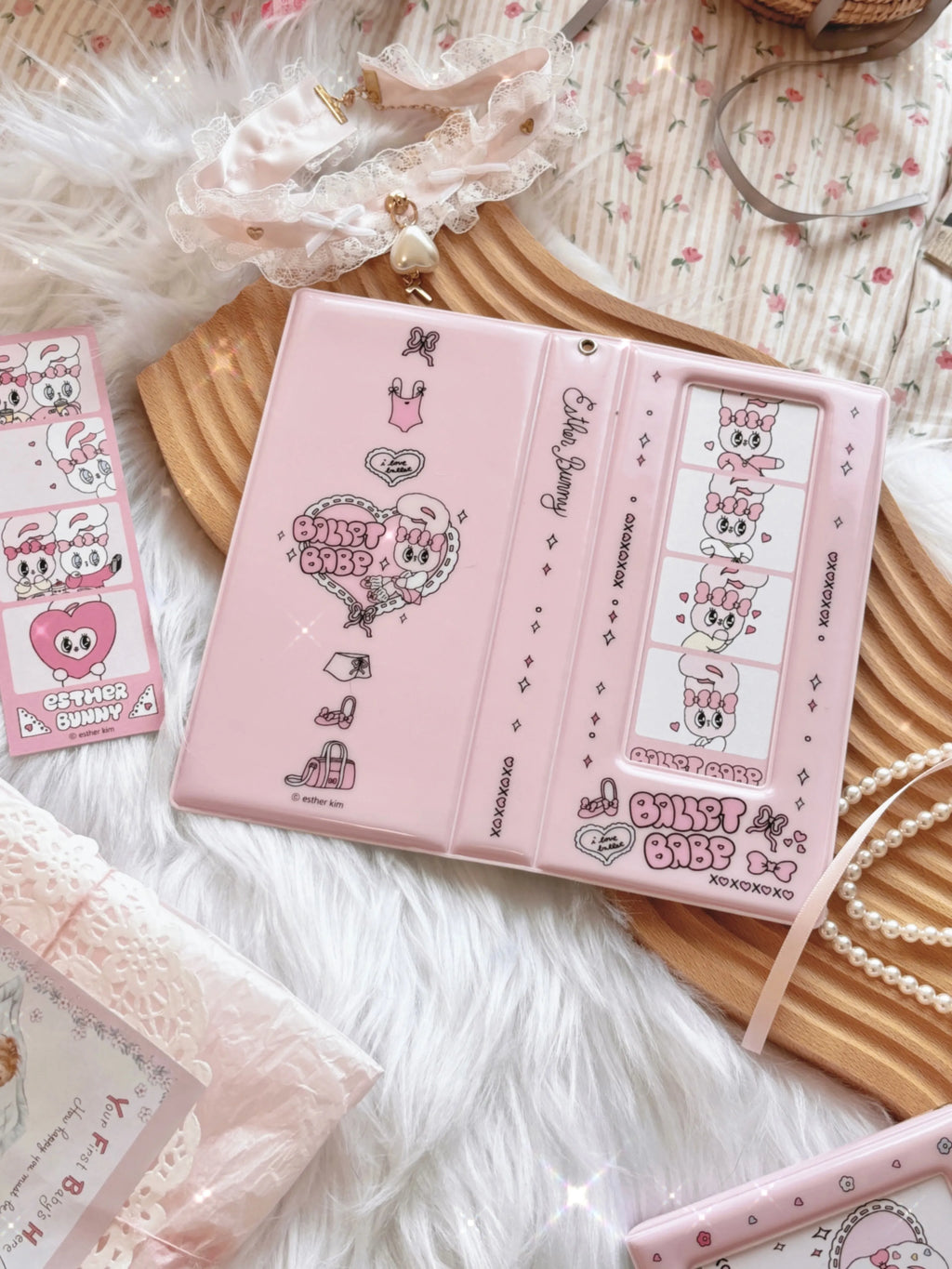 Cute Pink Photocard Holder Card Collect Book life 4 cuts Bookmarks Idol Photo Album Kpop Binder