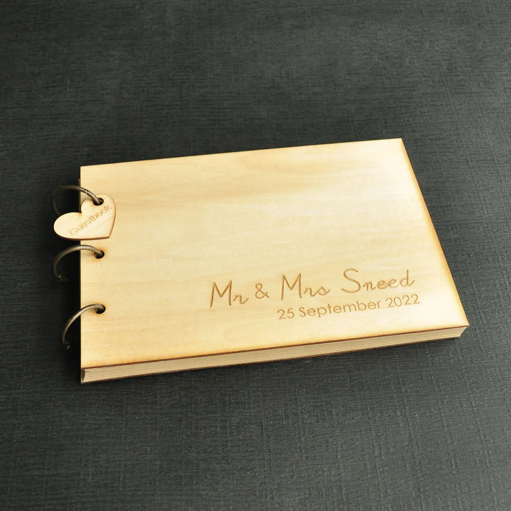 Personalized Rustic Wedding Guest Book, Engraved Wedding Signature Book, Bridal Shower Gift
