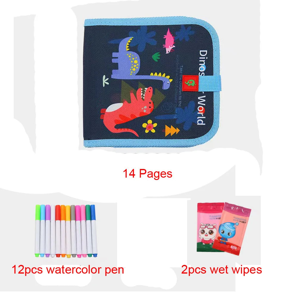 Cute Erasable Portable Graffiti Book Reusable Cartoon Doodle Book Writing Painting Set Trip