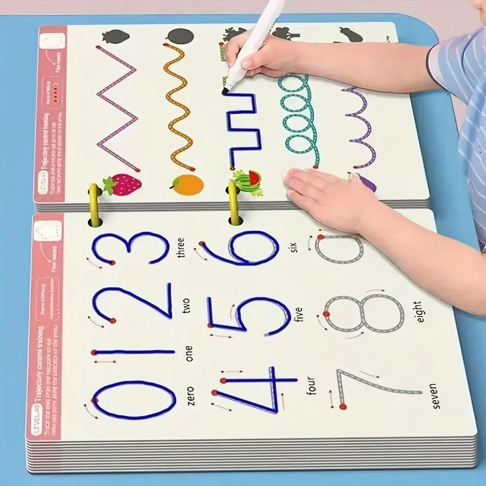 36pages Reusable Kids' Writing Book - Erasable Practice for Ages 3-6, Durable Training Workbook