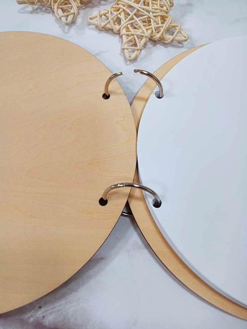 Guestbook for Baby Boy or Girl Wooden DIY Album Gender Reveal Party Decoration Cute Circular Album Customized Name and Date