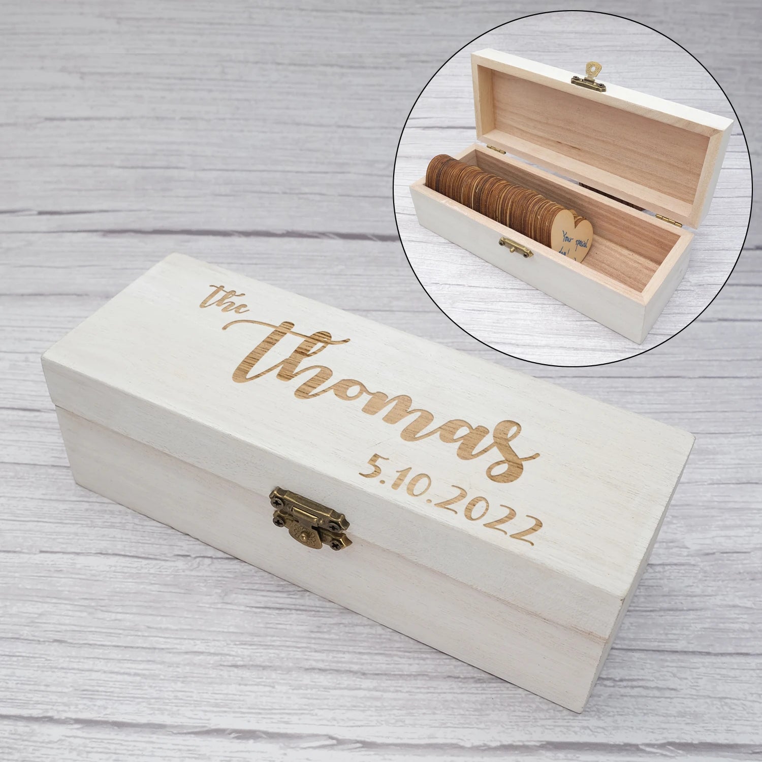 Custom Wedding Guestbook, Rustic Wedding Keepsake Box,Alternative Engraved Wooden Wedding Guest Book,Drop Box Hearts Wedding Gif