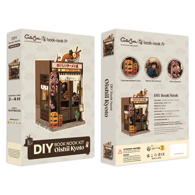 CUTEBEE DIY Book Nook Wooden Dollhouse Miniature 3D Bookshelf Insert for Christmas Birthday Gift Unique Home Decor for Adults