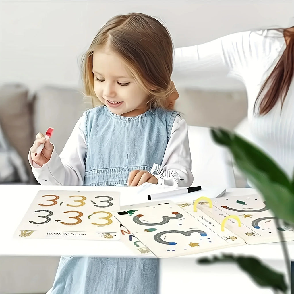 36pages Reusable Kids' Writing Book - Erasable Practice for Ages 3-6, Durable Training Workbook