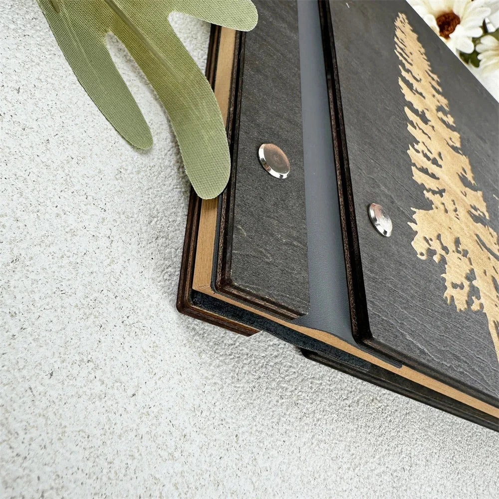 Custom Guest House Guest Book , Mountain Cabin Welcome Book, Personalized Rustic Lodge Or Hotel Wooden Signing Book,  Guest Log