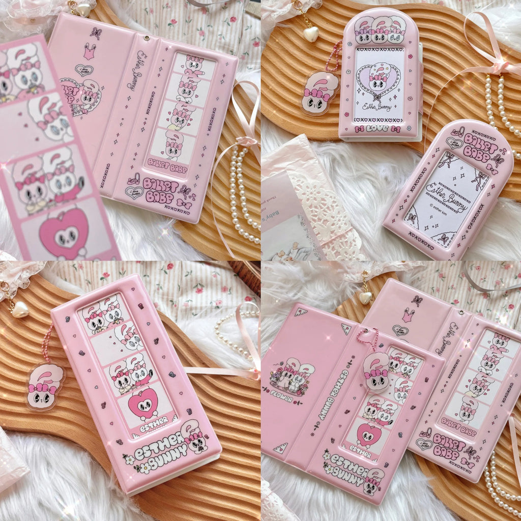 Cute Pink Photocard Holder Card Collect Book life 4 cuts Bookmarks Idol Photo Album Kpop Binder