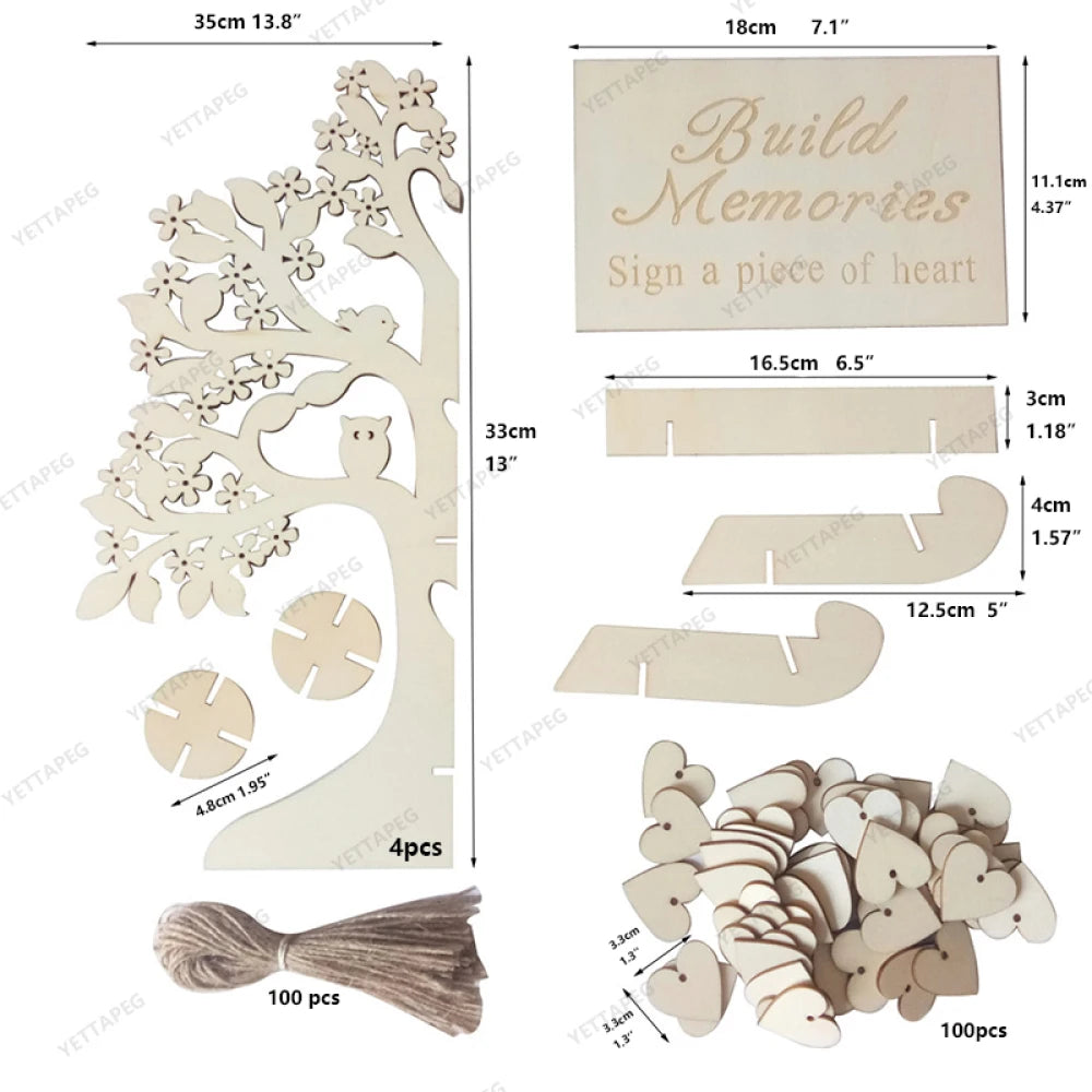 Wedding Guest Book Alternative - Wedding Decor-Drop Heart Guestbook New Wooden Heart-Shaped Guest Drop Box 60 Hearts Box