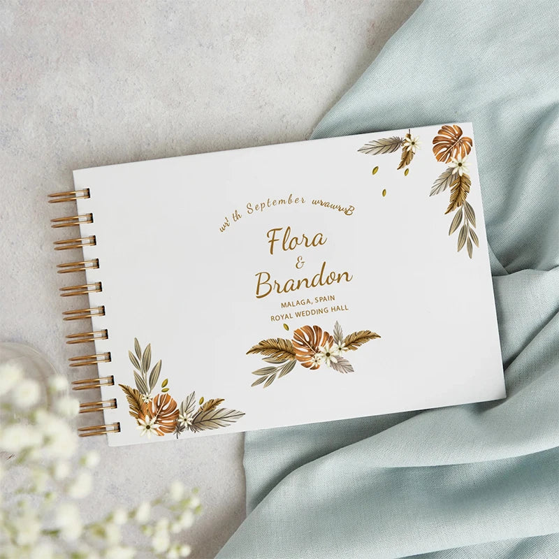 Personalized A4-A5 Guest Book for Wedding Decoration Custom Wedding Guest Book Birthday Photo Album Flower Signature Book Gifts