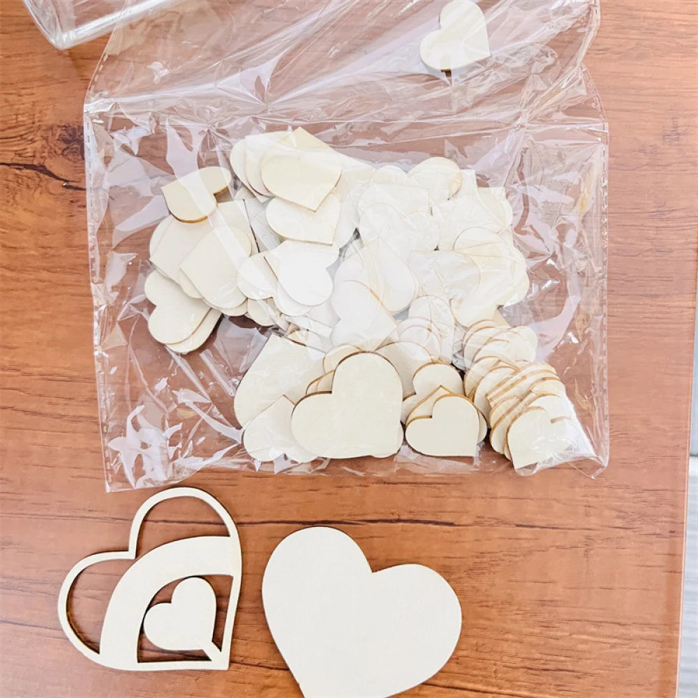 Wedding Guest Book Alternative - Wedding Decor-Drop Heart Guestbook New Wooden Heart-Shaped Guest Drop Box 60 Hearts Box