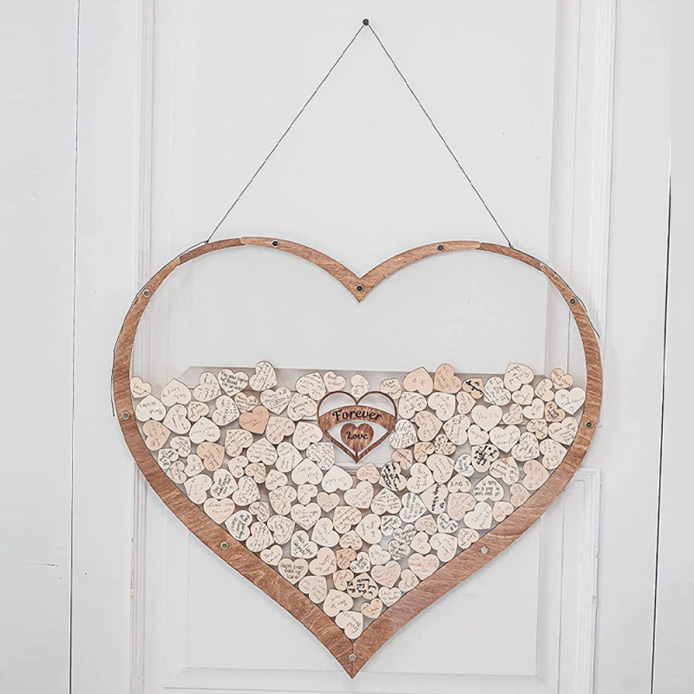 Wedding Guest Book Alternative - Wedding Decor-Drop Heart Guestbook New Wooden Heart-Shaped Guest Drop Box 60 Hearts Box
