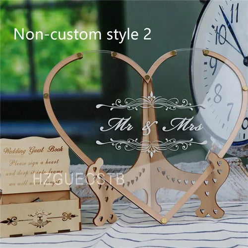 Hearts Unique Wedding Mr Mrs Guest Book Decoration Memory Guest Book Drop Box Signature Acrylic Guest Book Alternative