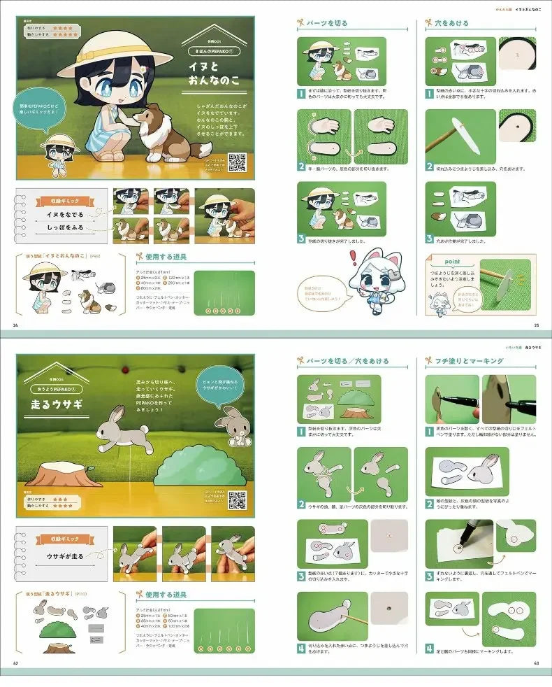 Japanese Edition Cute Girl Paper Puppet Pepako+ Cartoon Manga Book Official Handmade Books Art Formula Set Author Wasu