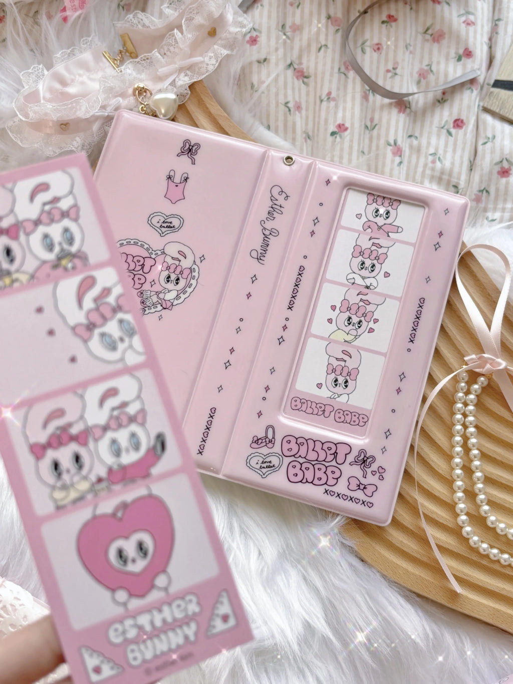 Cute Pink Photocard Holder Card Collect Book life 4 cuts Bookmarks Idol Photo Album Kpop Binder