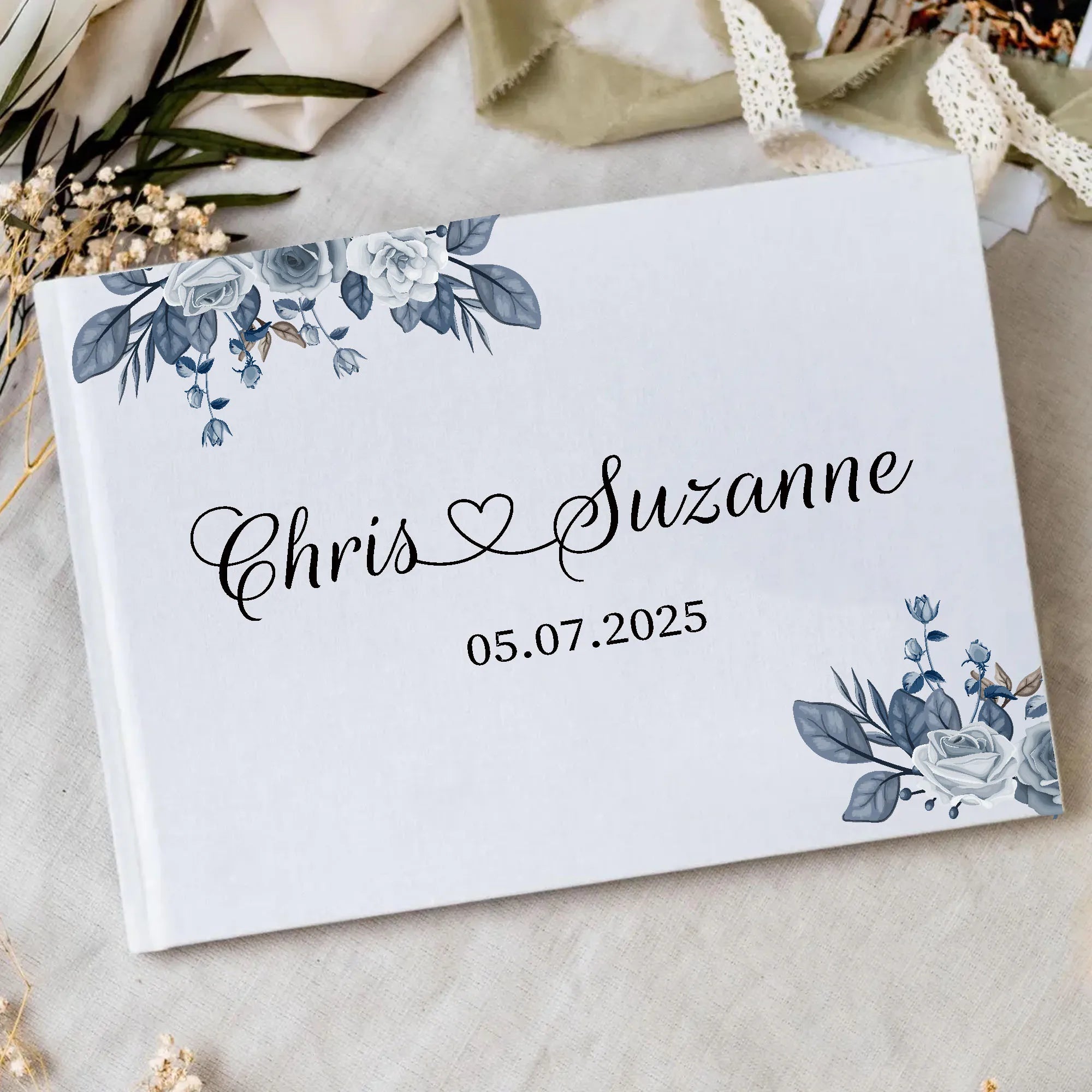 Personalized Wedding White Guest Book, Custom Elegant Mr and Mrs, Wedding Decoration, Message Book, Album Photo, Mariage Gifts