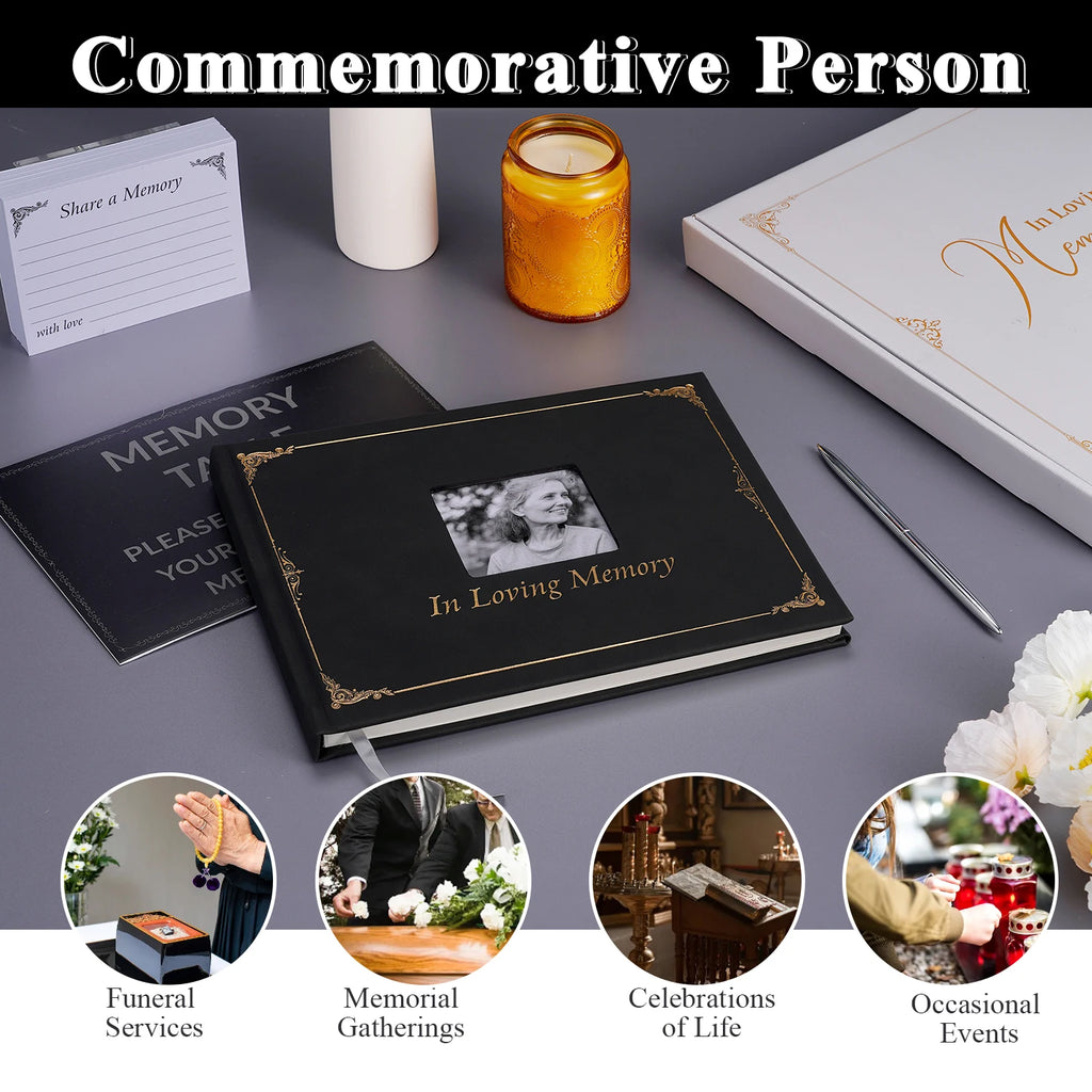 Guest Book Signature Funeral Book Funeral Reception Sign in Funeral Message Book Keepsake Album Anniversary Memorial Sign-inbook