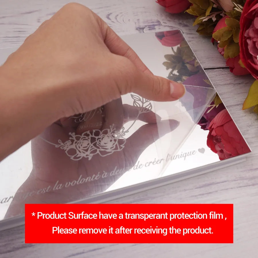 Personalized Signature Guest Book Custom Acrylic Mirror Bride & Groom Name Wedding Gift Bridal Shower Festive Party Supplies