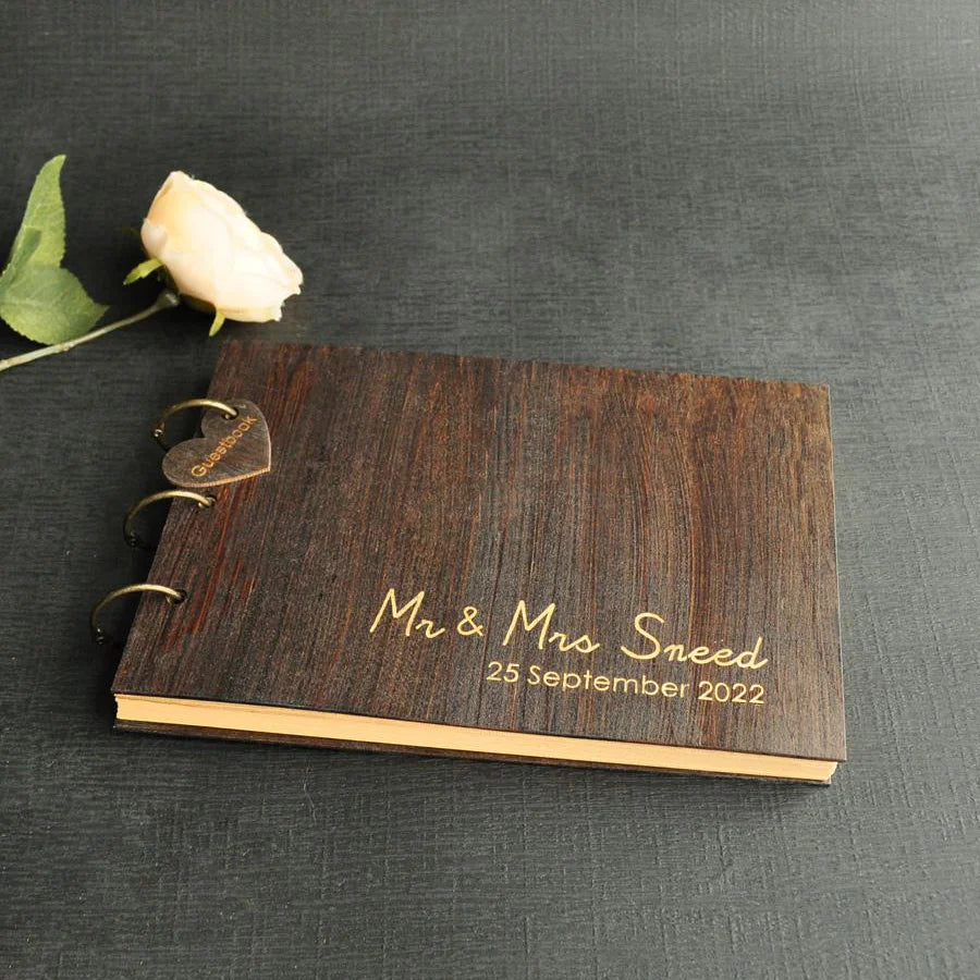 Personalized Rustic Wedding Guest Book, Engraved Wedding Signature Book, Bridal Shower Gift