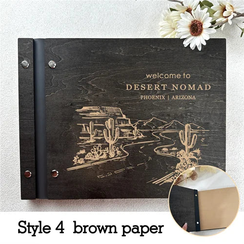 Custom Guest House Guest Book , Mountain Cabin Welcome Book, Personalized Rustic Lodge Or Hotel Wooden Signing Book,  Guest Log