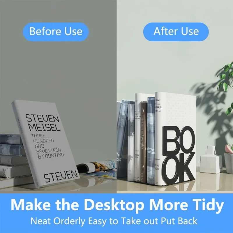 1pc Iron Bookends Book Stand Support  for Home Office and Library Non Slip Rack Shelf Holder School Stationery Accessories