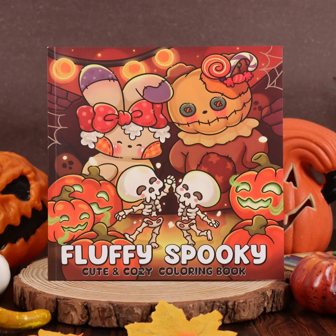 Fluffy Spooky: Cute & Cozy Coloring Book for Adults and Teens Featuring Adorable Characters in a Haunted World for Relaxation