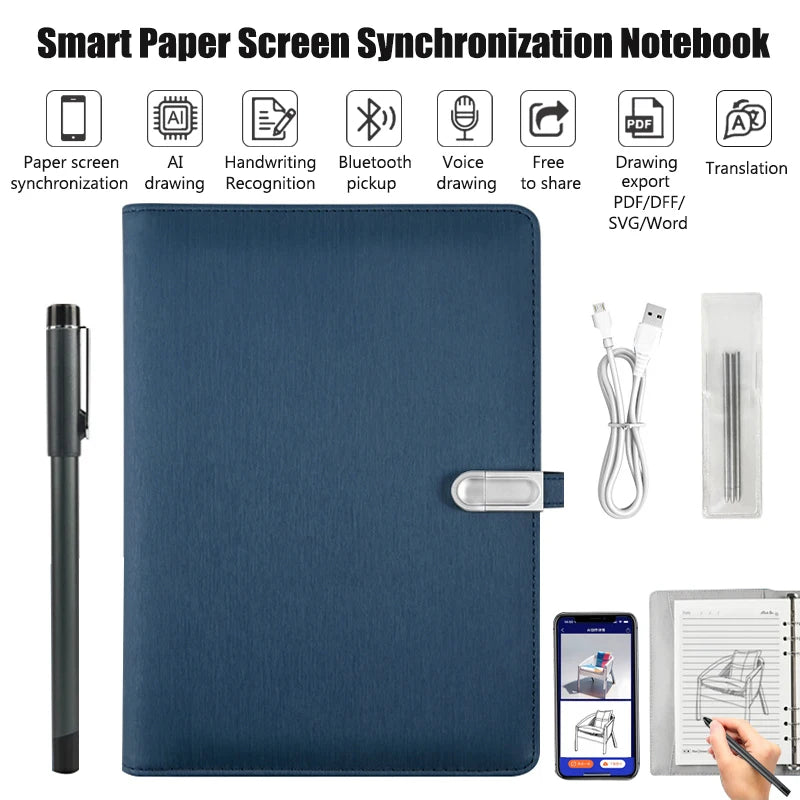 Digital Handwriting Note Book Smart Sync Pen Diary Writing Set Cloud Notebook AI,Voice Drawing Bluetooth Real-time Transmission