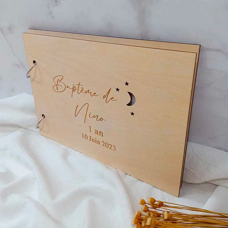 Custom Wedding Guestbook Guest Book for Wedding Baptism Communion Hollow Out Stars and Moon Simple and Romantic Wedding Supplies