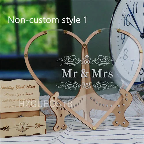 Hearts Unique Wedding Mr Mrs Guest Book Decoration Memory Guest Book Drop Box Signature Acrylic Guest Book Alternative