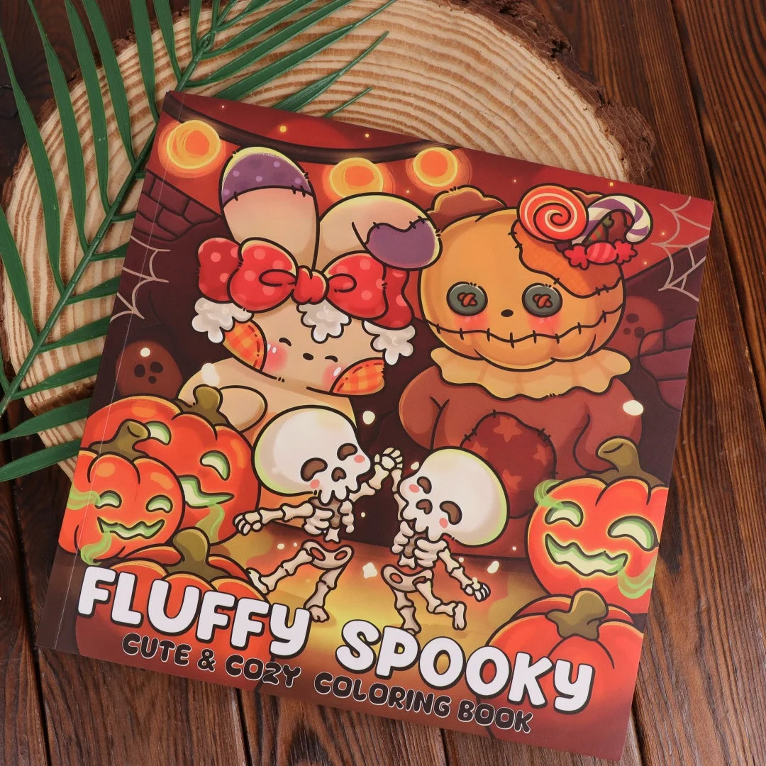 Fluffy Spooky: Cute & Cozy Coloring Book for Adults and Teens Featuring Adorable Characters in a Haunted World for Relaxation