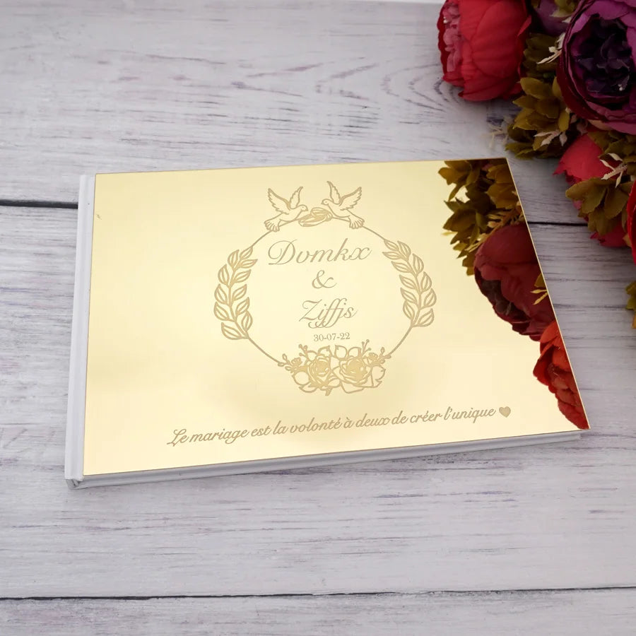 Personalized Signature Guest Book Custom Acrylic Mirror Bride & Groom Name Wedding Gift Bridal Shower Festive Party Supplies
