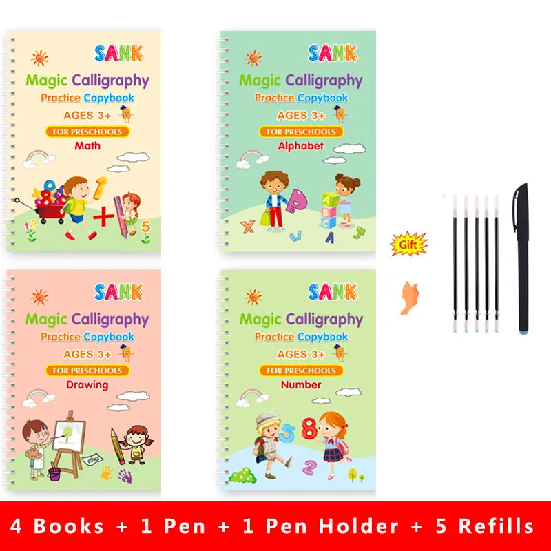 Sank Magic Practice Copybook Pen Preschools Kids Calligraphy English Verison Free Wiping Children Reusable Writing Book